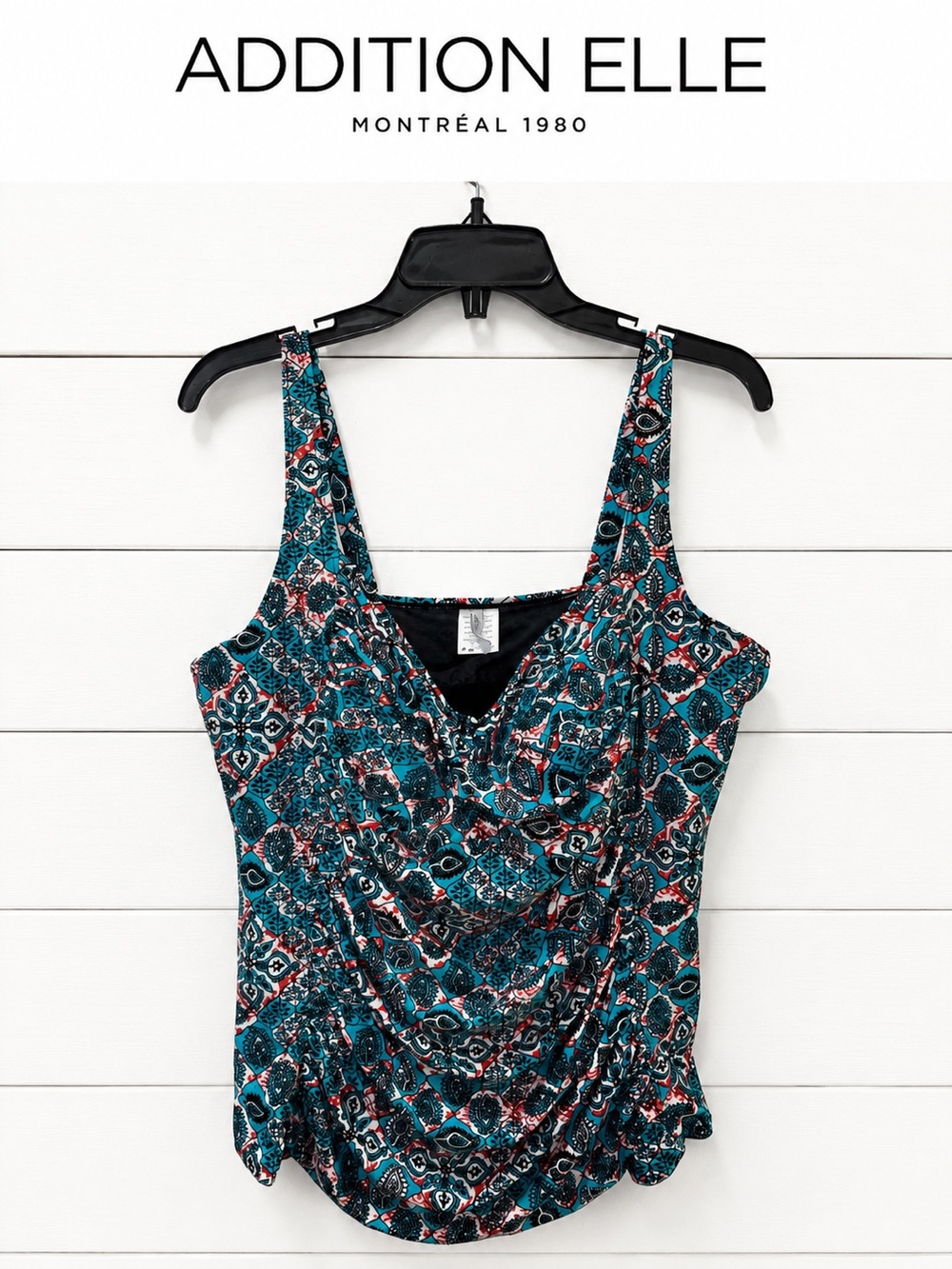 Addition Elle 3X Turquoise Paisley Tankini Top